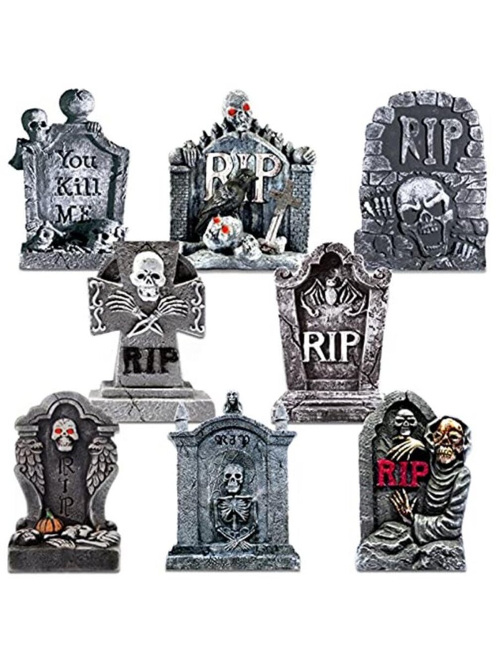8 Pieces Tombstone Yard Sign Halloween Sign Decoration with Stakes Waterproof